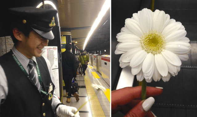 Give a stranger a flower: Art exhibit & a Parisienne in Tokyo leads to smile seen round the world